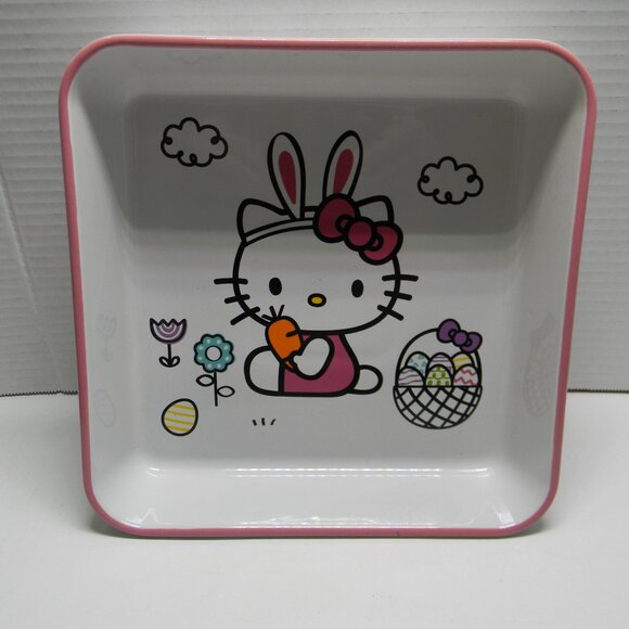 Hello Kitty by Sanrio Casserole Dish 9" x 9" Easter Rabbit Eggs NEW - Picture 1 of 4